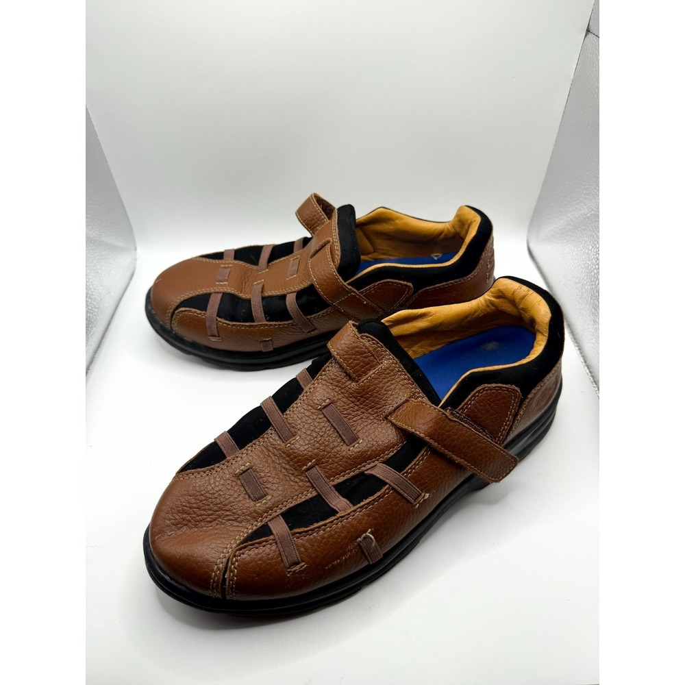 Dr. Comfort Betty Women 10 Wide Fisherman Chestnut Leather Casual Diabetic Shoes